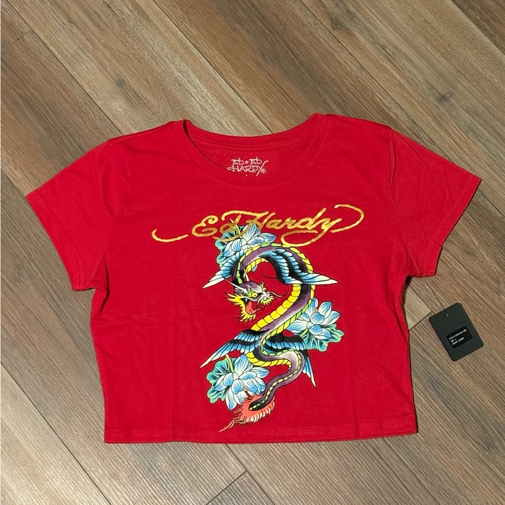 Ed Hardy Red Tattoo Graphic Short Sleeve Tee
